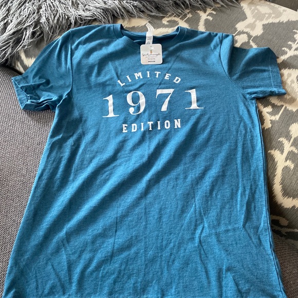 51st Birthday Vintage limited edition born in 1971 T-shirt size M turquoise - Picture 3 of 5